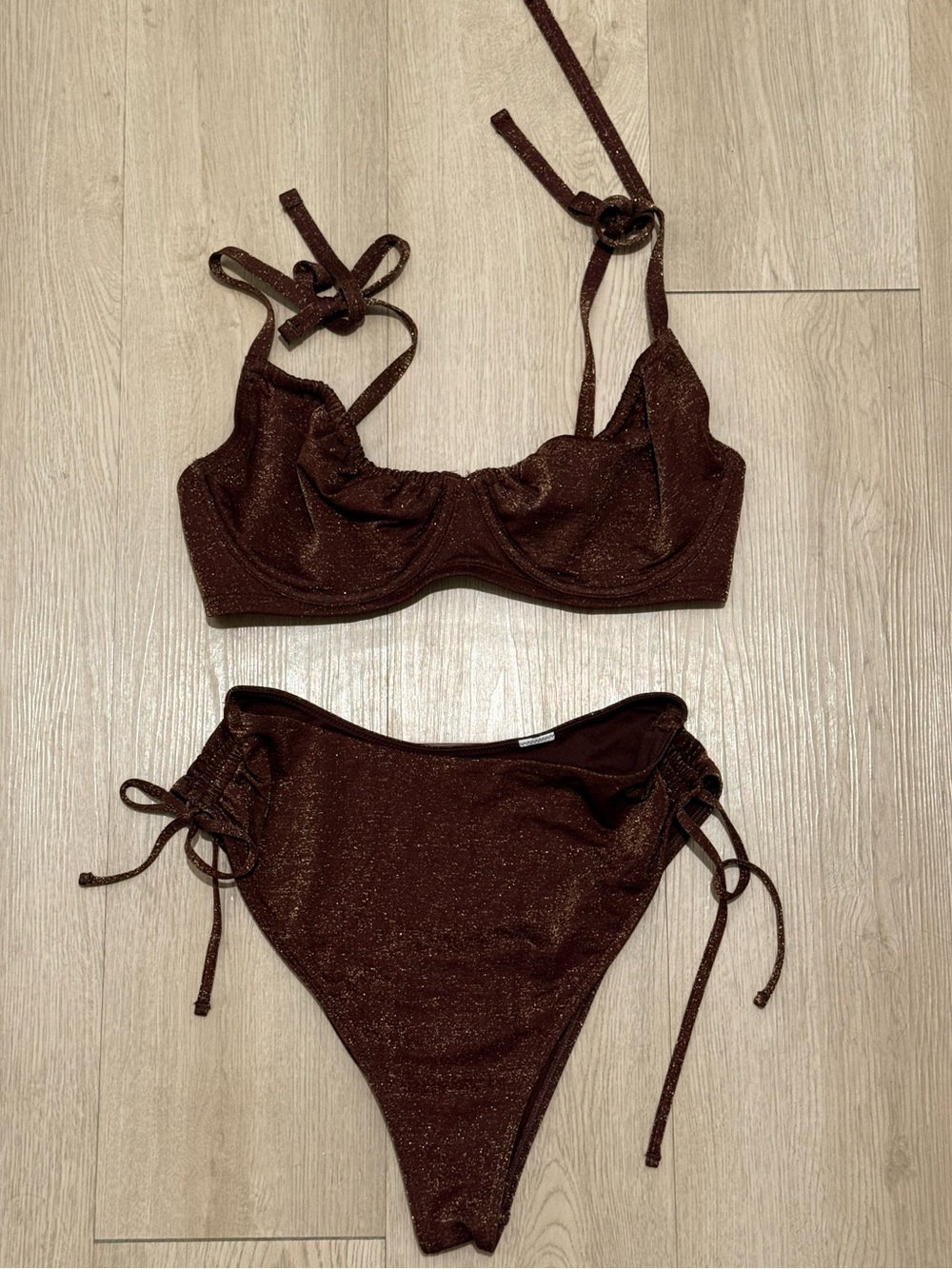Abercrombie & Fitch Brown Shimmer High-Waist Bikini Set